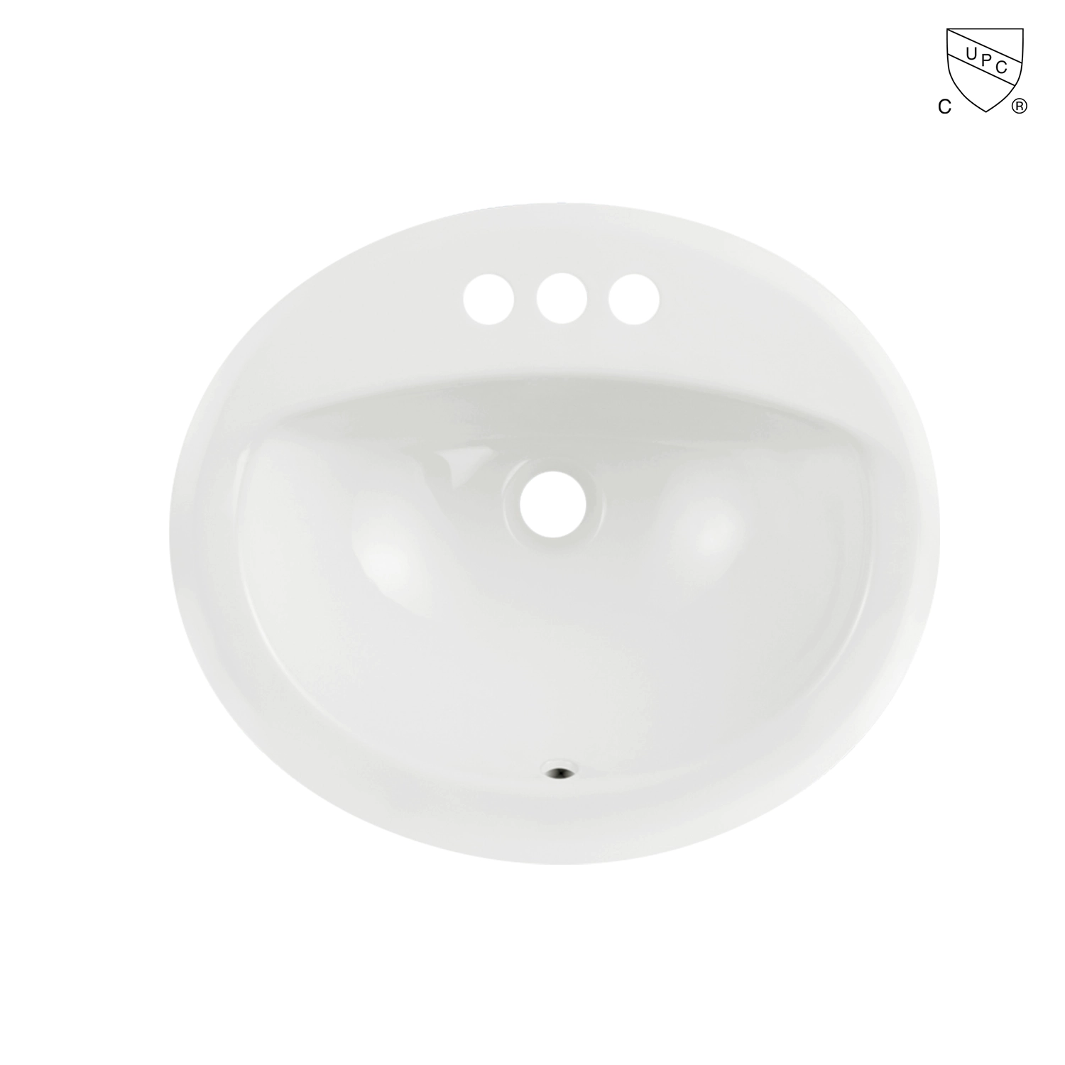 UPC certified bathroom ceramic 20-inch oval drop-in sink MU-3220D, oval ceramic above counter basin with pre-drilled overflow